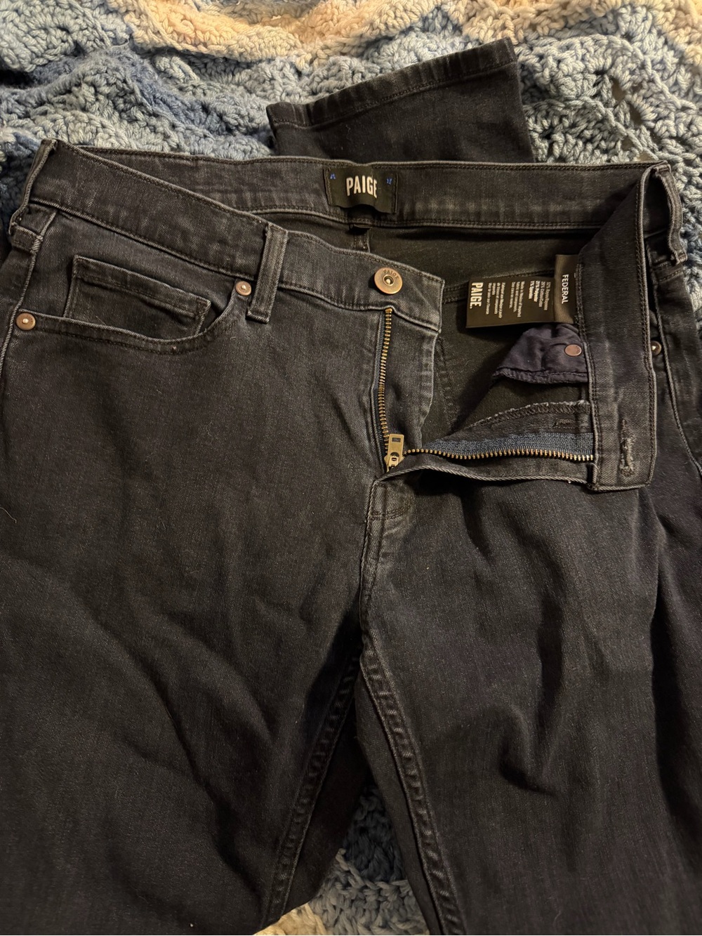PAIGE Men's Black Slim Straight Jeans